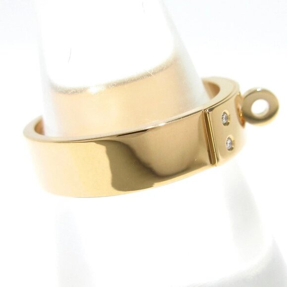 Auth HERMES Kelly - 18K Rose Gold Diamond 1******** Ring - Picture 5 of 6